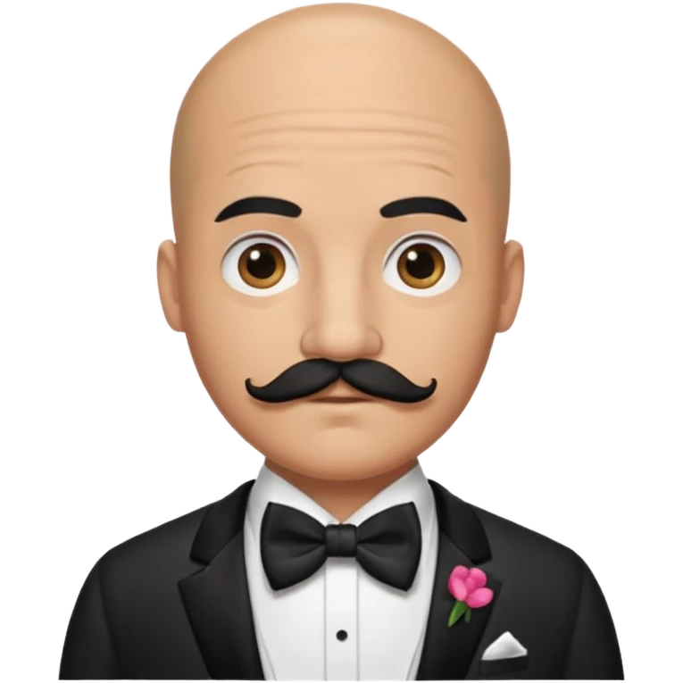 Bald guy with thick black mustache & bow tie emoji