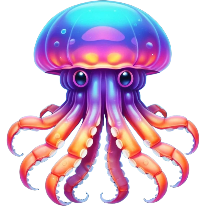 Neon glowing jellyfish-crab-squi emoji