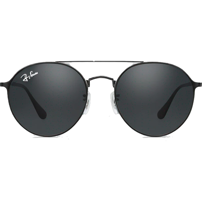  black  ray ban round metal sunglasses  with silver frame front view  emoji