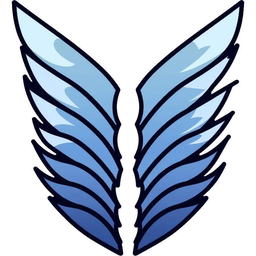 Wings of Freedom logo from Attack on Titan, overlapping blue and white wings, Survey Corps emblem emoji