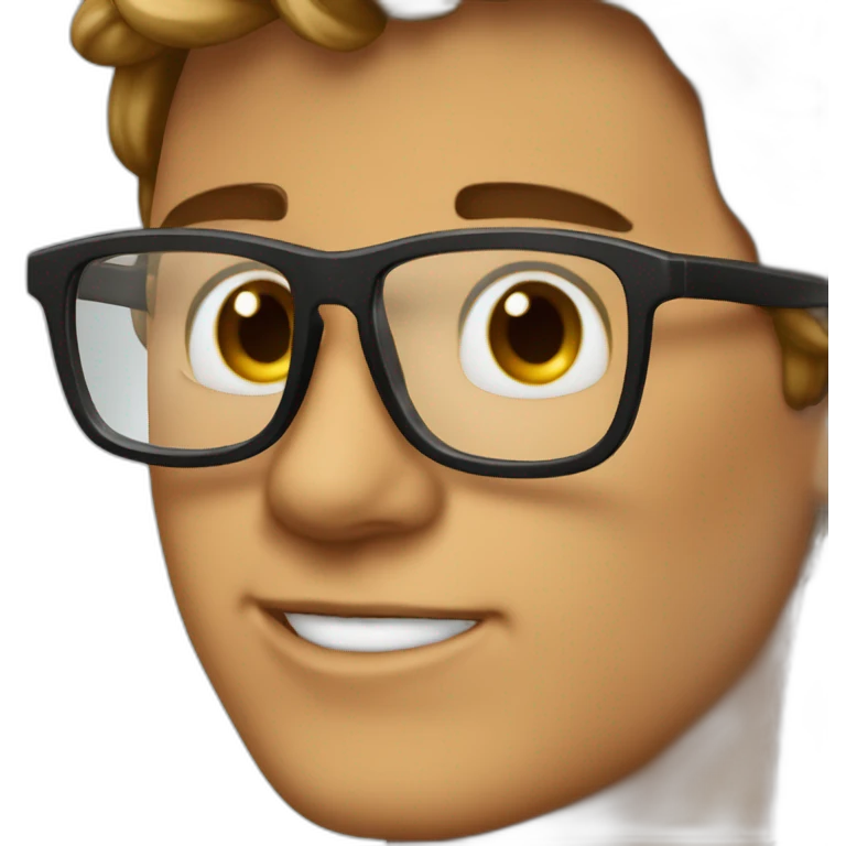 Joven moreno de pelo corto con lentes emoji