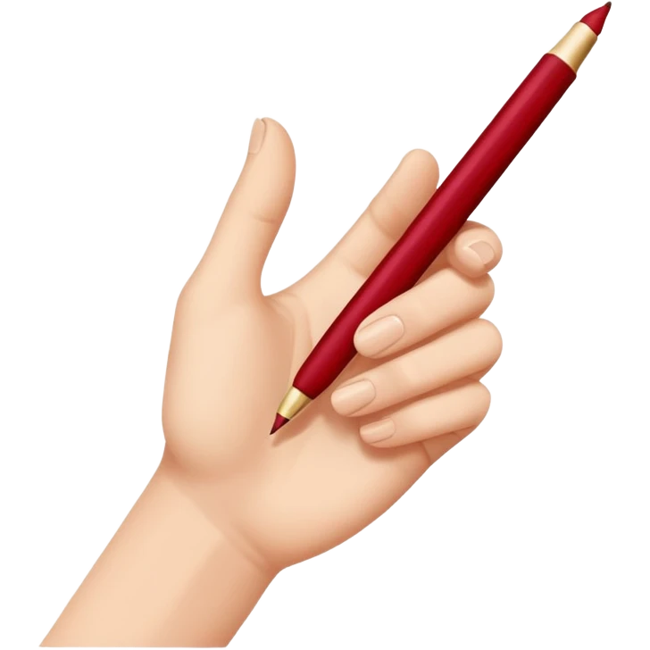 the hand writes with a dark red pen emoji