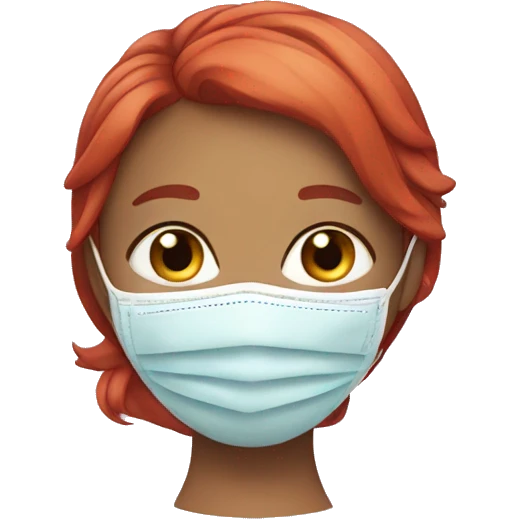 Red haired girl with face mask emoji