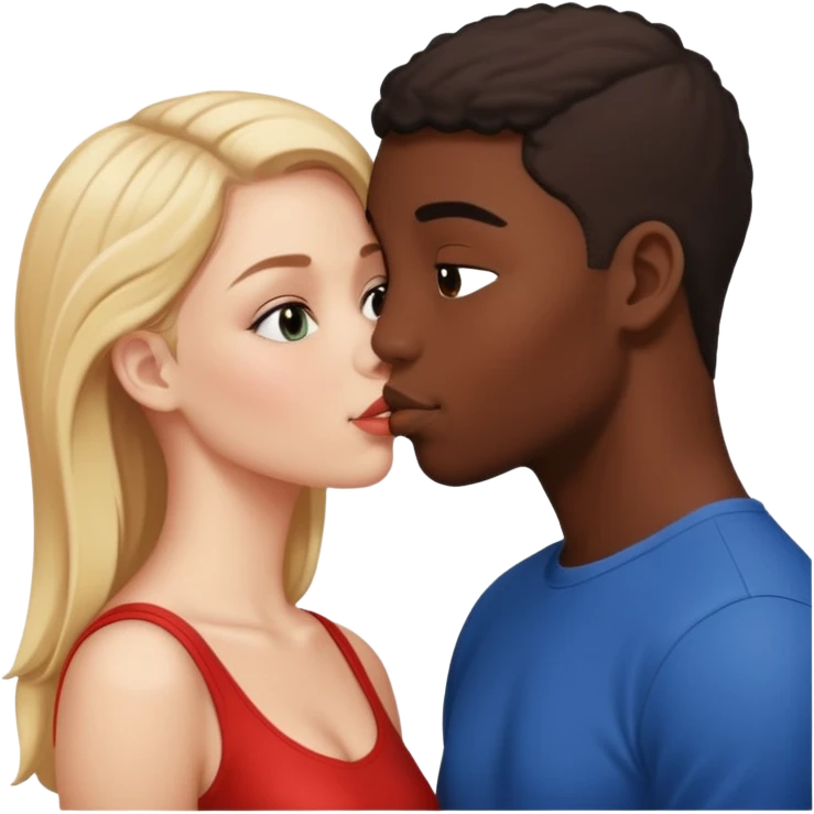 Please create a French kiss between a white girl and black boy emoji