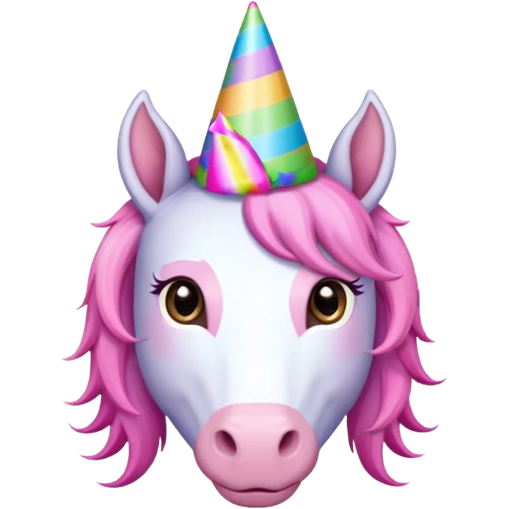 unicorn face cute wearing hat emoji