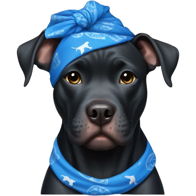 Black pitbull with blue bandana emoji