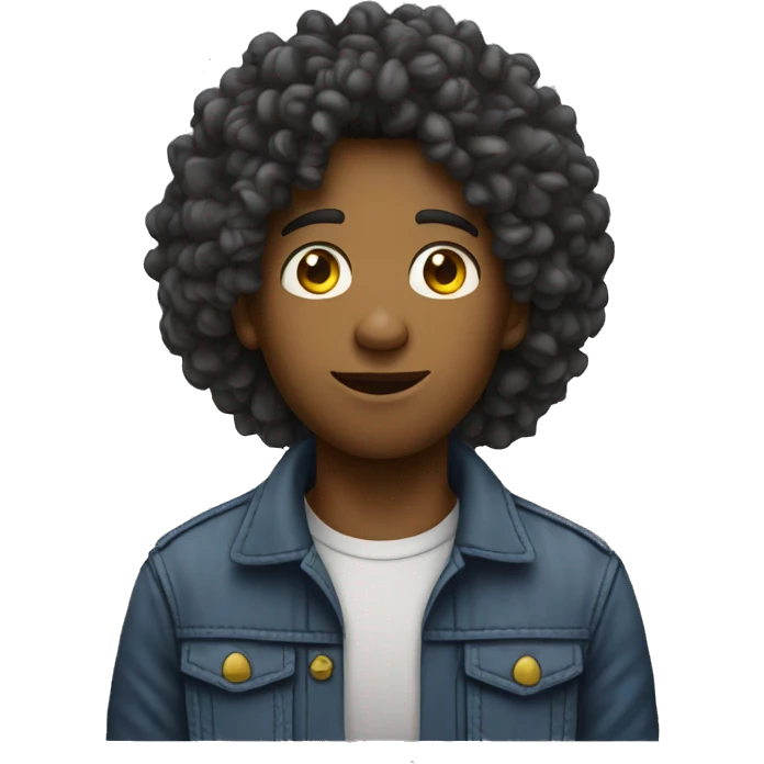 Joven mulato con rizos fumando emoji