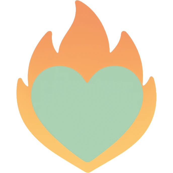 pale green heart in apricot fire emoji