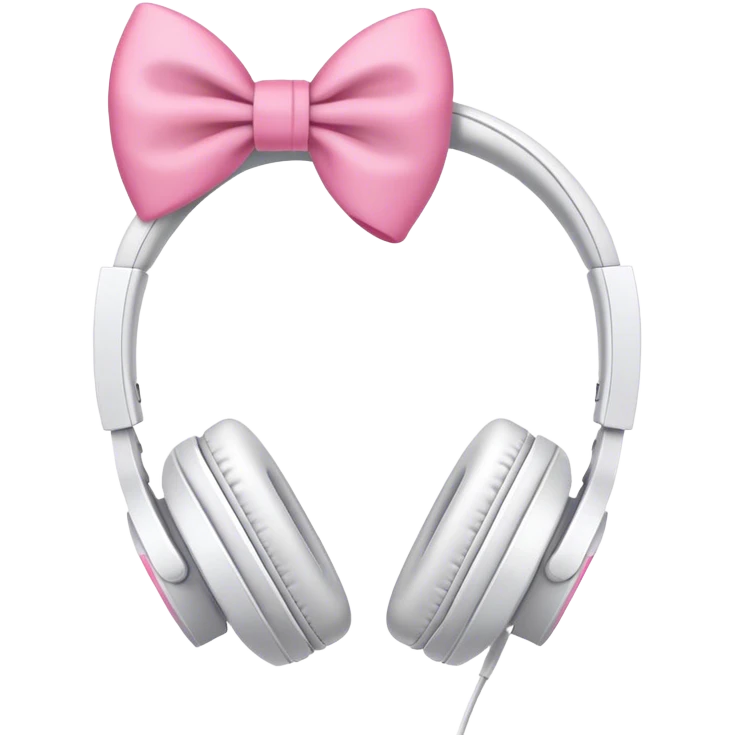 White headphones with pink bow emoji