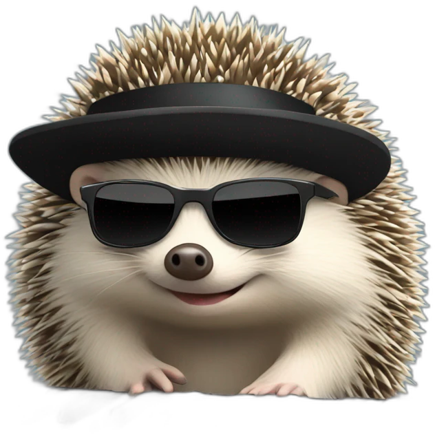 Hedgehog wearing a fedora and black sunglasses, playing piano emoji