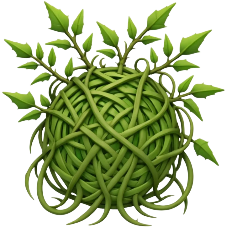 green vines with thorns sprouting design, 3D, extremely detailed, earthy color palette emoji