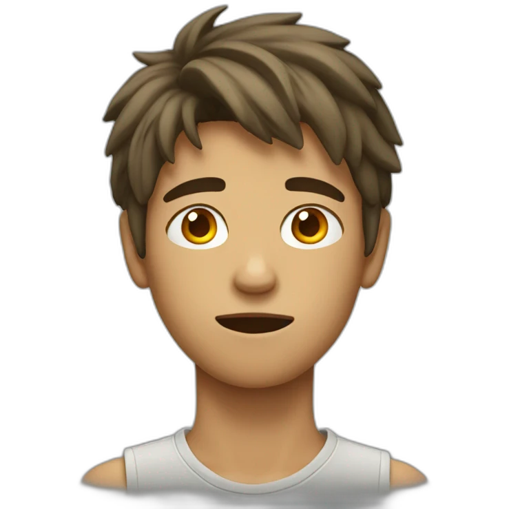 Teenage boy with tired emoji