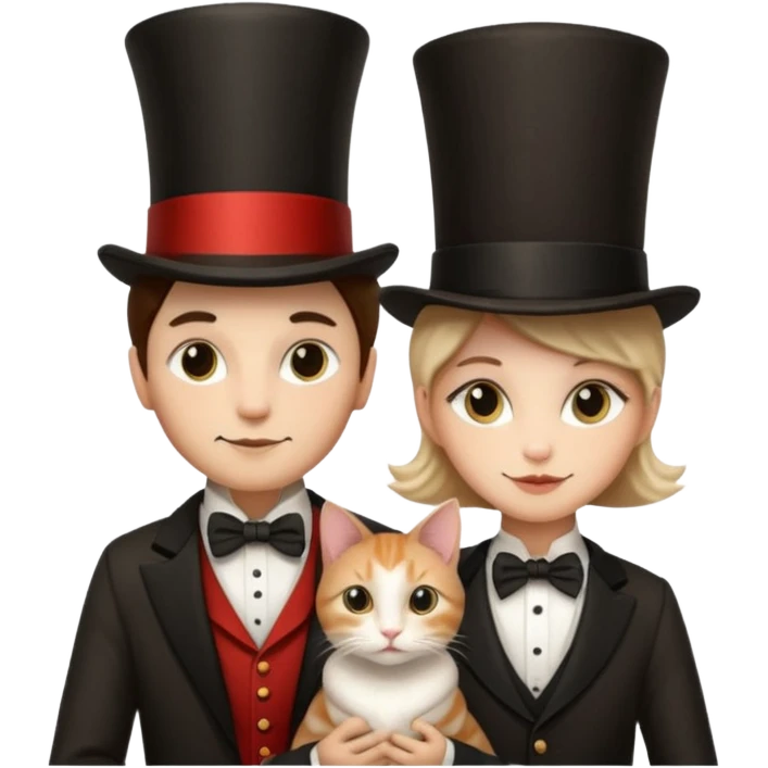 magician couple and their pet cat emoji