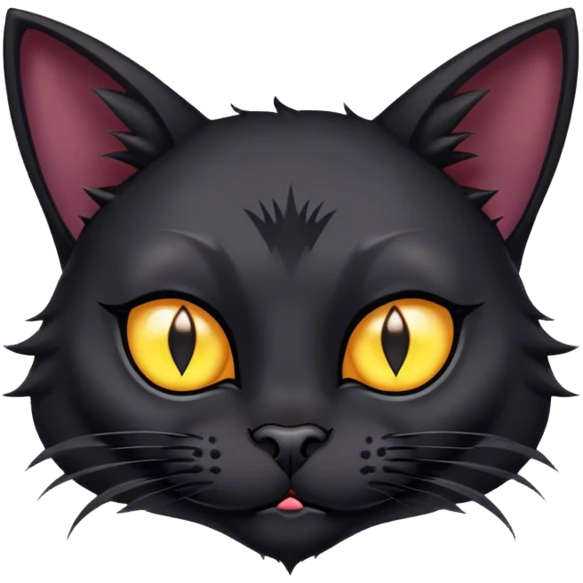 black cat with a lot of piercings and pointy ears emoji
