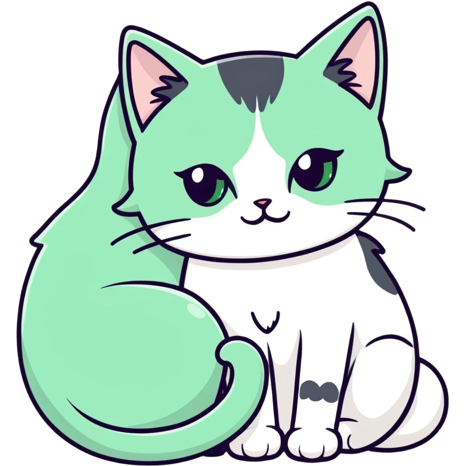 White fluffy cat jade green eyes -  long hair black cat with grey eyes - cuddling together emoji