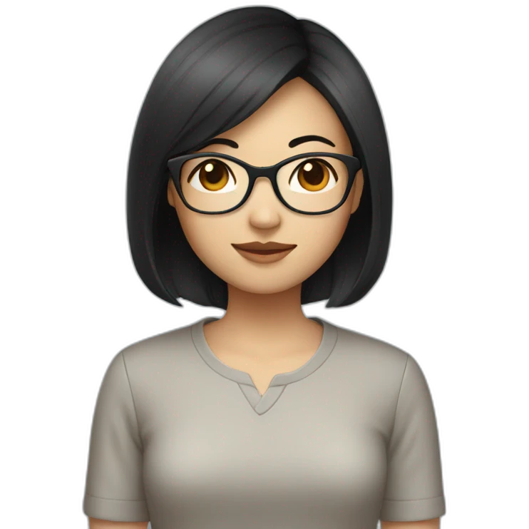 asian girl with short black hair wearing glasses emoji