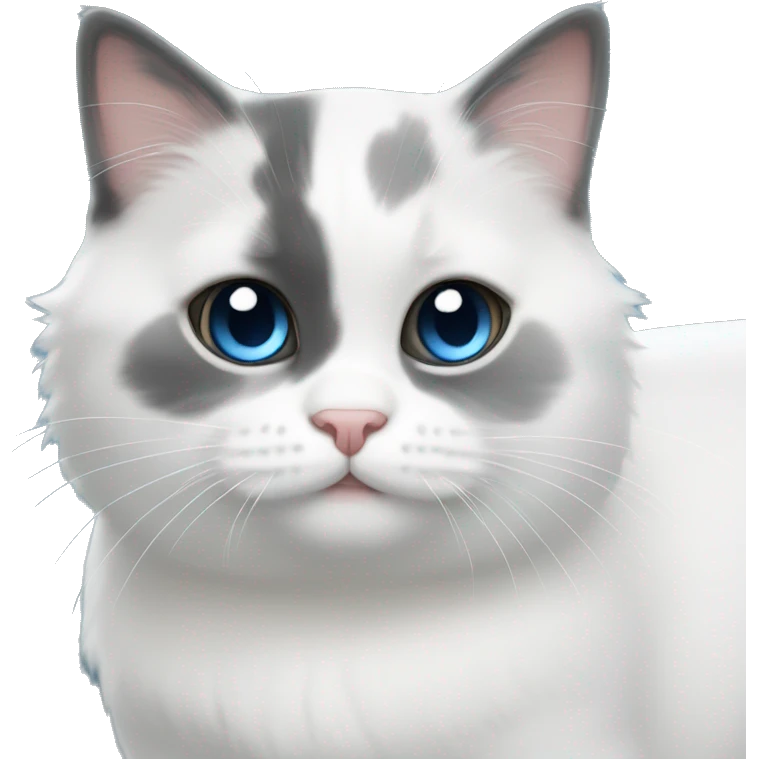white/black/gray munchkin cat with blue eyes emoji