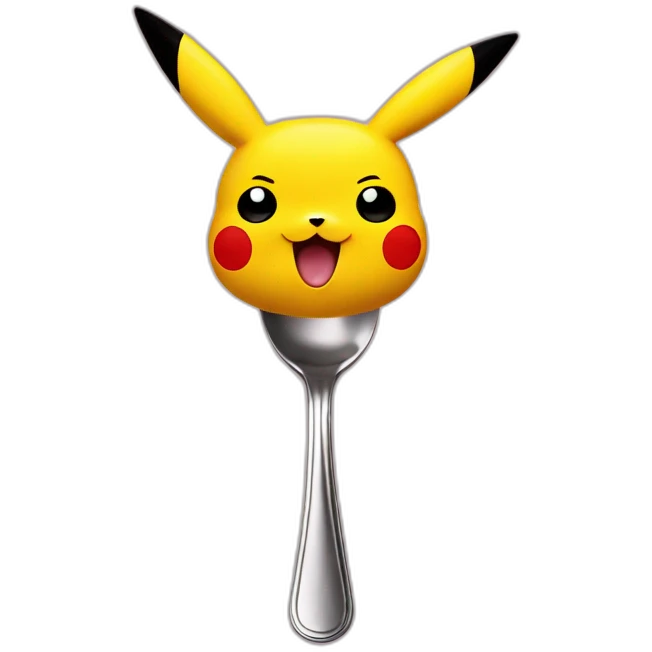 pikachu head on a spoon emoji