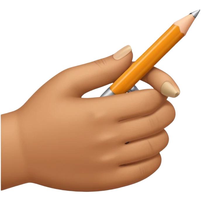 The hand writes with a beige pen emoji
