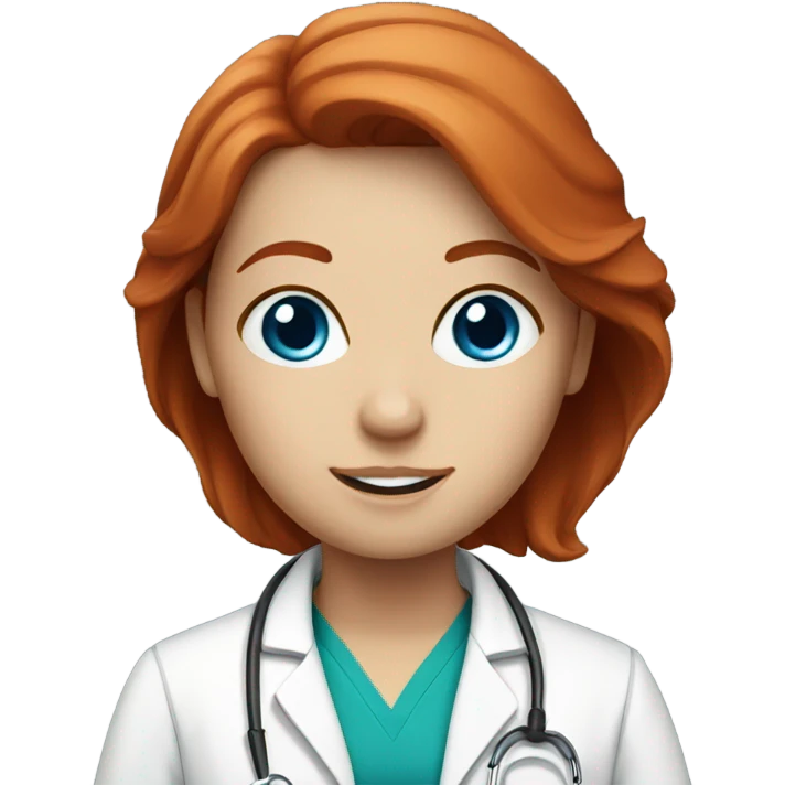 Red headed, blue eyed female doctor  emoji