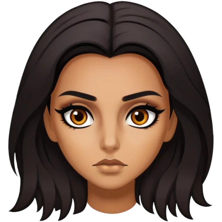 burned ratched hair, baddie,pretty, brown eyes, makeup, black eyeliner, long hair emoji