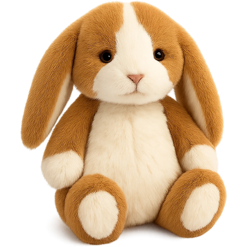 cute brown and white holland lop jellycat bunny plushie emoji