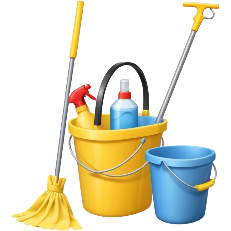 bucket with cleaning equipment emoji