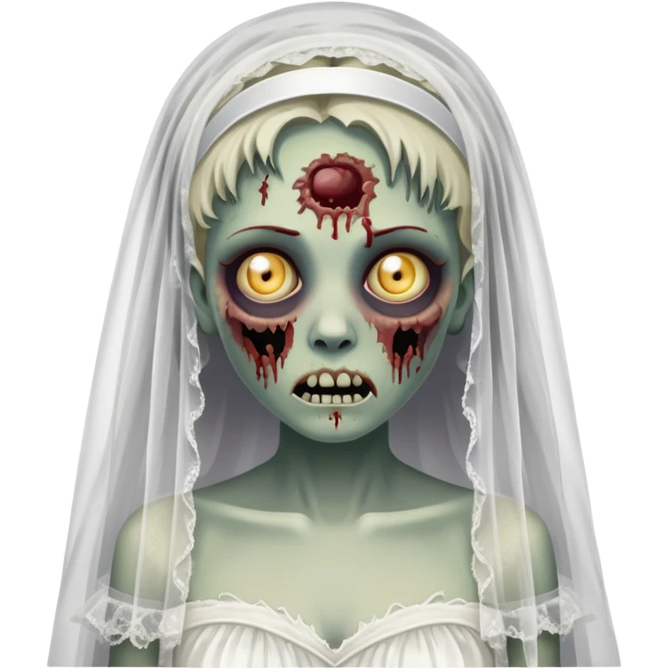 zombie bride with wedding veil and tattered white dress emoji