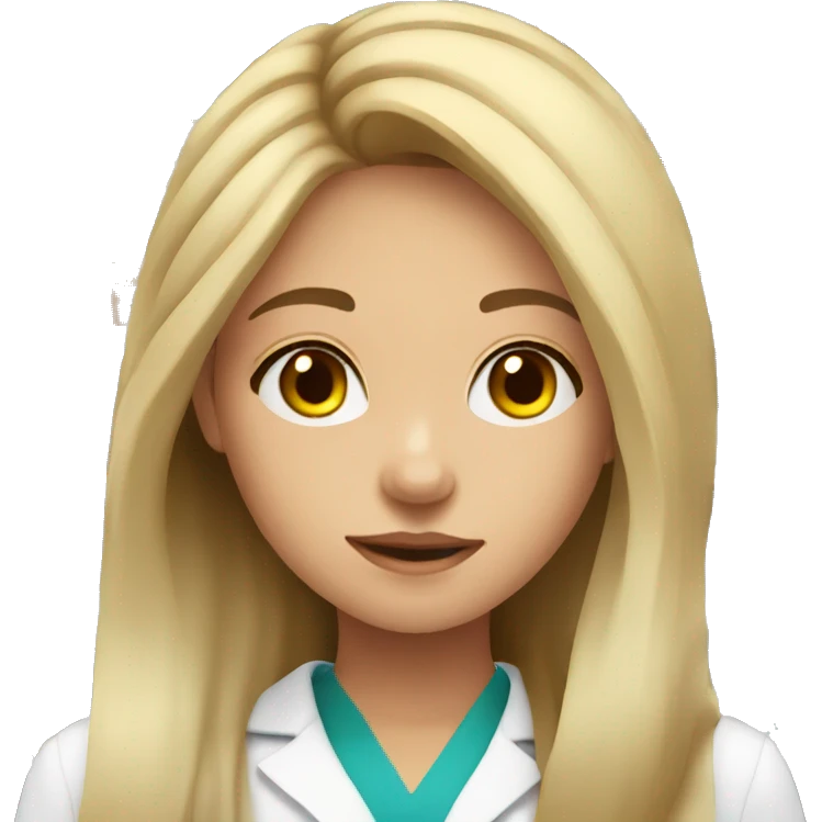 Fair skin young girl with long hair working in a pharmacy emoji