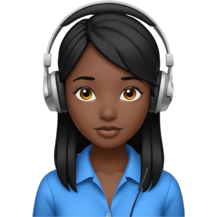 African Virtual Assistant with Black Hair with headphone on emoji