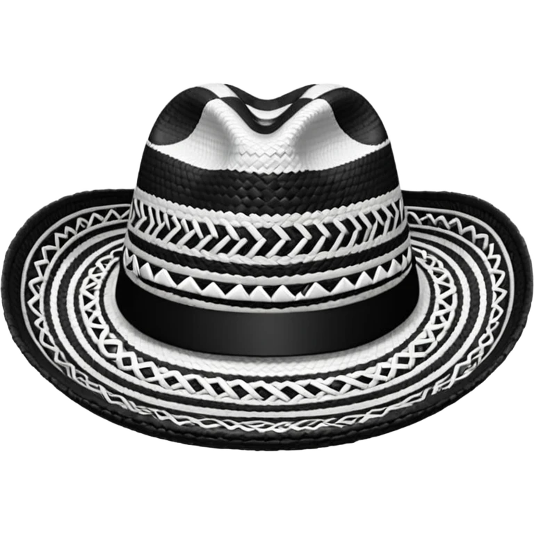 Colombian Sombrero Voltiao black and white emoji