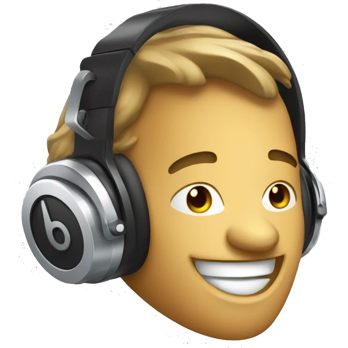 Cartoon dj headset on listening music happily emoji