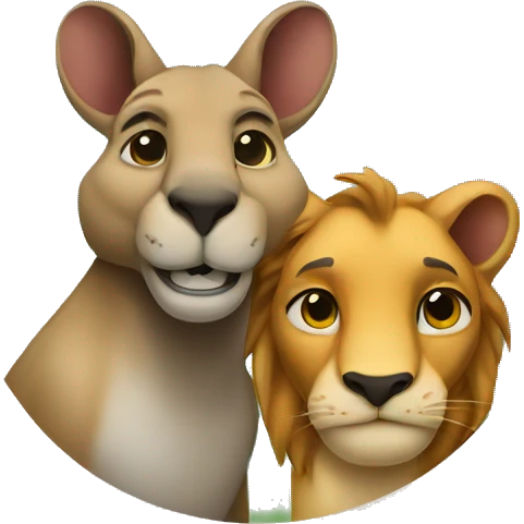 a kangaroo and a lion emoji