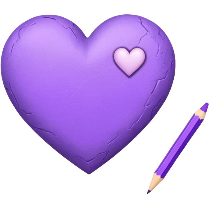 paper with emptu Hand drawn purple heart  with pencil emoji