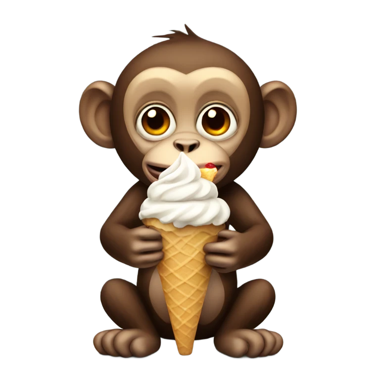 Monkey with ice cream emoji