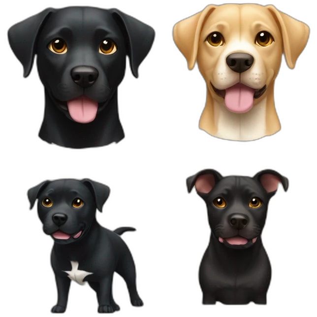 Perrito todo negro cruce de labrador y Pitbull emoji