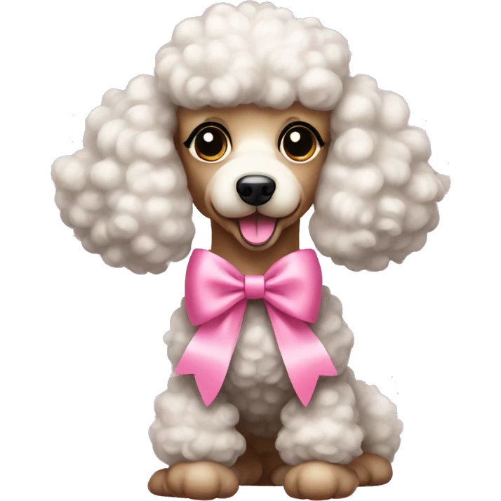 A poodle wearing a pink bow emoji