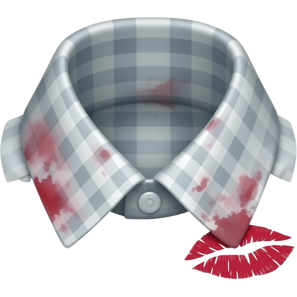A slightly soiled and wrinkled shirt collar with lipstick kiss marks, discarded on the floor emoji