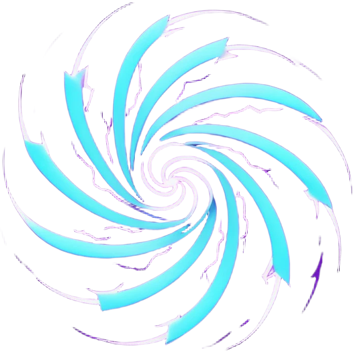 futuristic minimalistic logo icon, abstract glowing storm swirl made of neon purple (#8B5CF6) and cyan (#00E0FF) lines, representing Storm team energy and speed, digital lightning core, dark background, no face, tech-style emblem, 1:1 aspect ratio emoji
