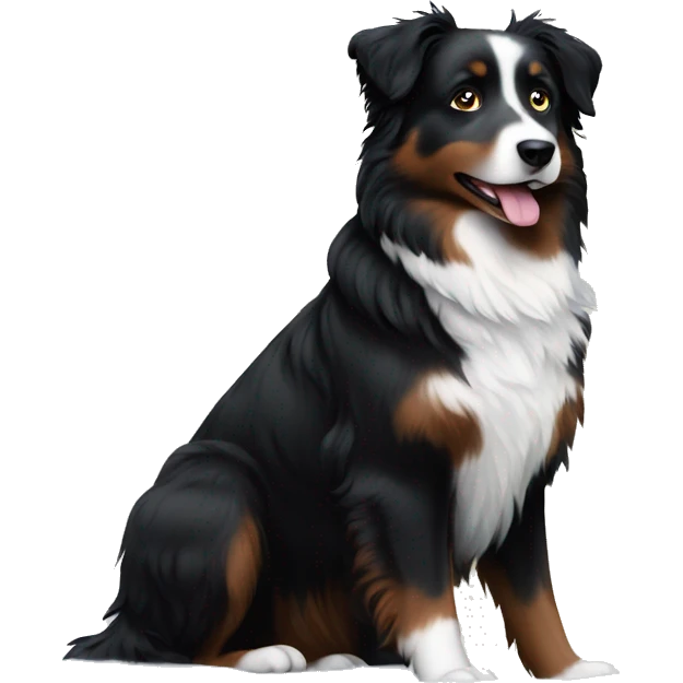 Small black australian shepherd dog winter background  emoji