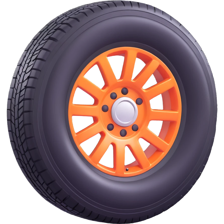 3D emoji style car tire, tire with a small shine or highlight, simple and expressive emoji