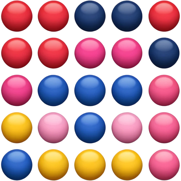 create a color balls dark blue, red, pink, yellow emoji