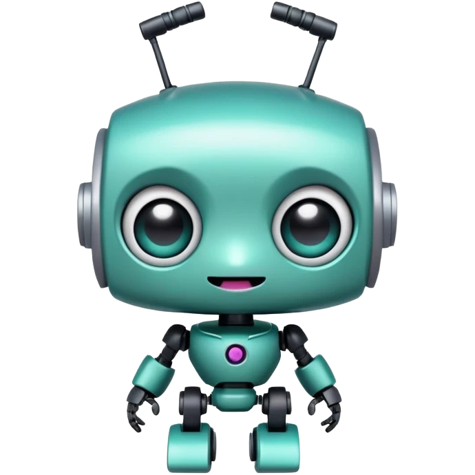 cute GIR robot from Invader Zim with big eyes, teal color, happy expression emoji