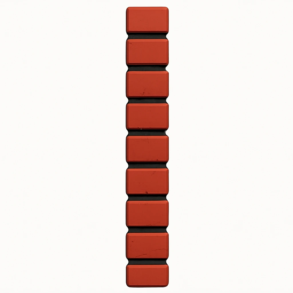 Make the brick wall appear very narrow, as if viewed directly from the side in profile. Keep the emoji style. emoji