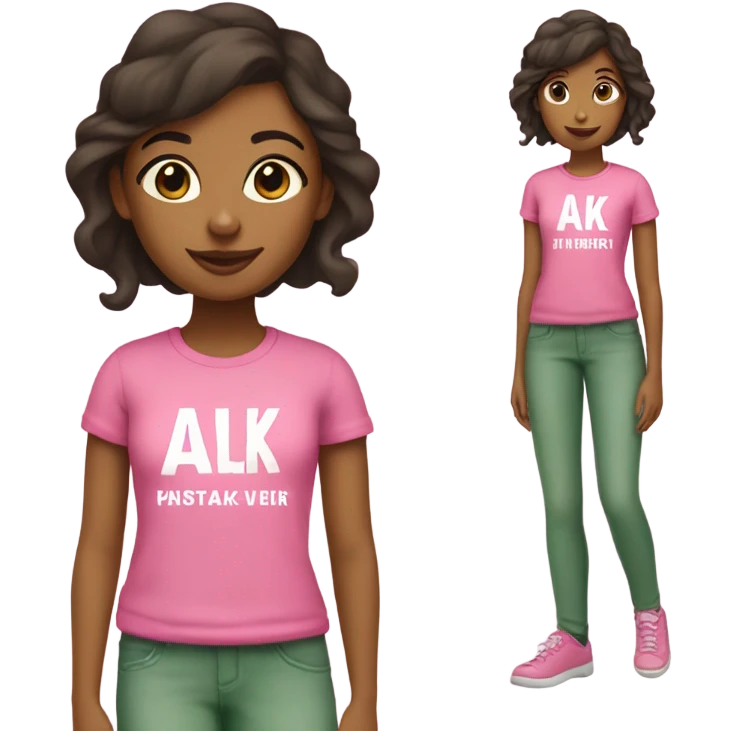 Brown girl wearing pink and green with “AKA” t shirt  emoji