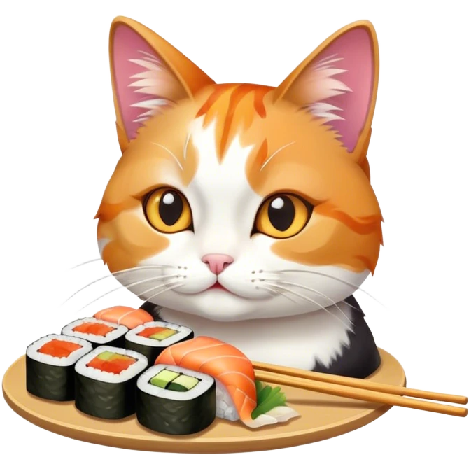 cat eating sushi emoji