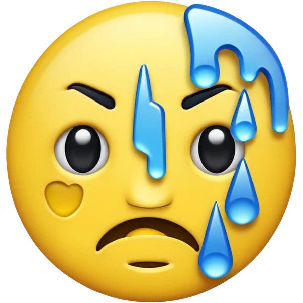 A crying glitchy emoji which is putting a thumbs down emoji