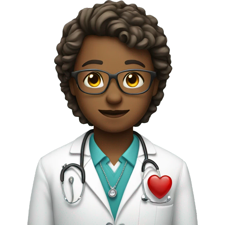 doctor with hearts floating behind and a necklace with a cross emoji