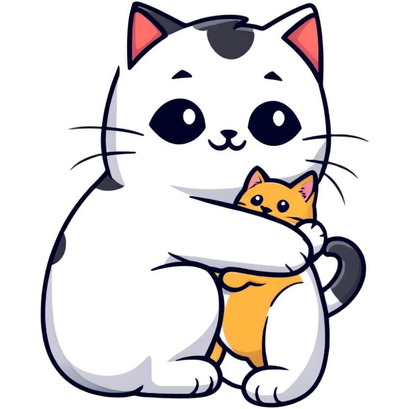 Cat hugging a dog emoji