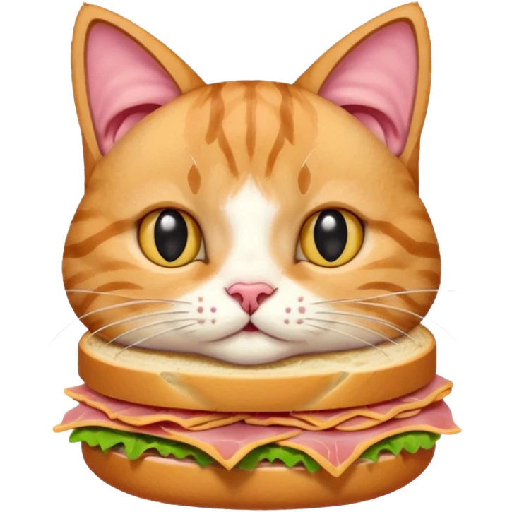 Cat eating ham sandwich emoji